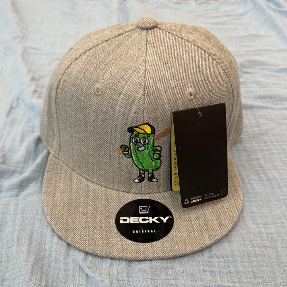 Gray Baseball Cap with Pickle Design